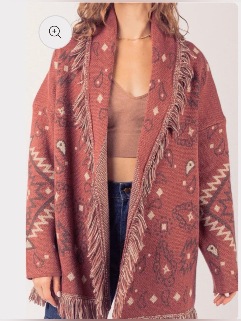 Aztec Graphic Shawl Collar sweater knit cardigan